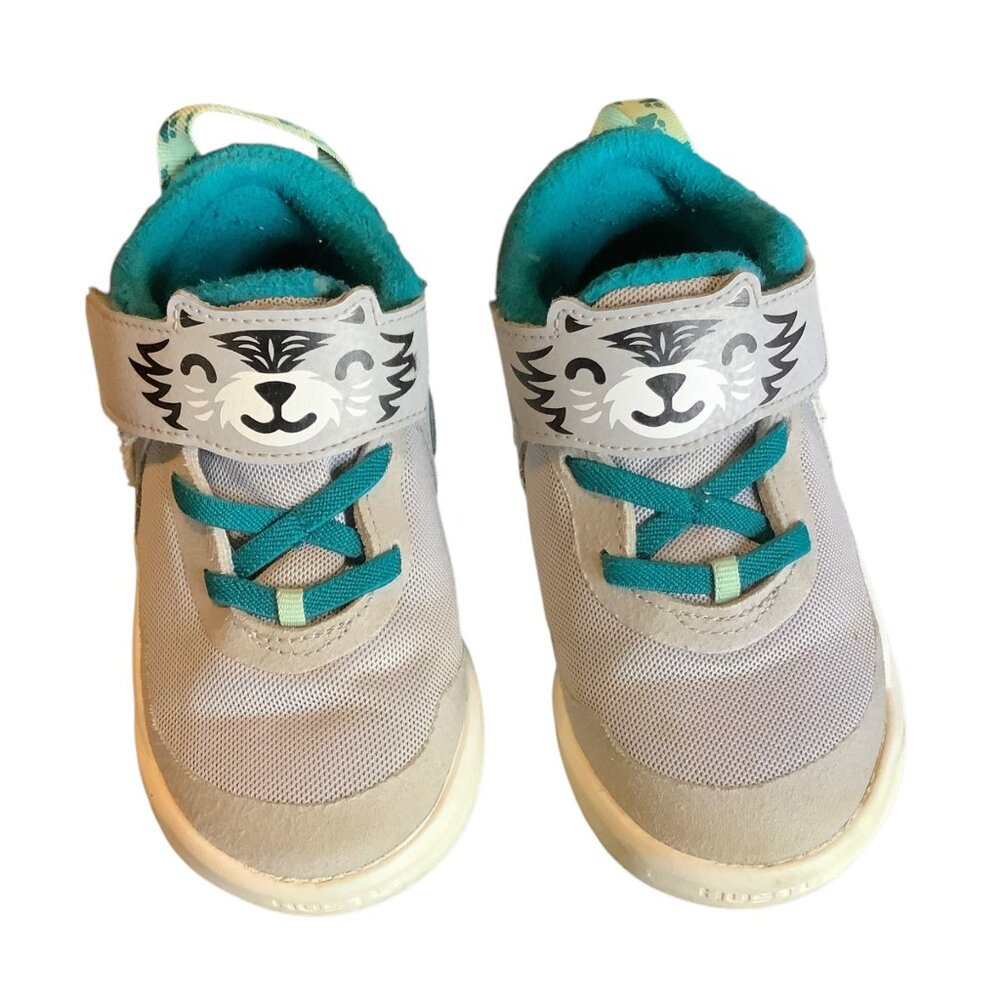 Nike Toddler Shoes 9C Wolf Grey Teal Fleece-Lined Sneakers Velcro Strap Mesh